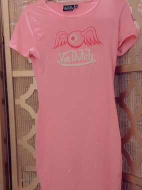 Von Dutch Pink Mini Dress with Wing Logo